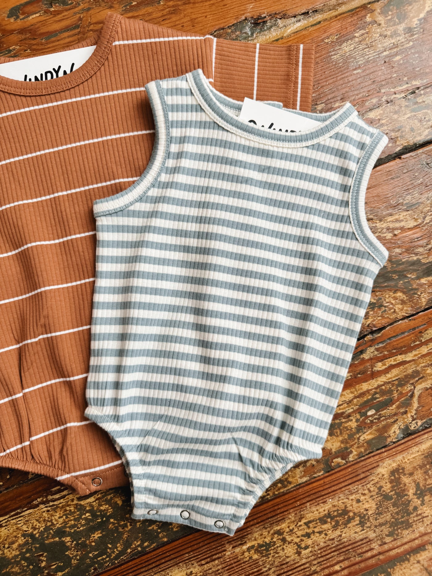 Ribbed Stripe Sleeveless Bubble Romper