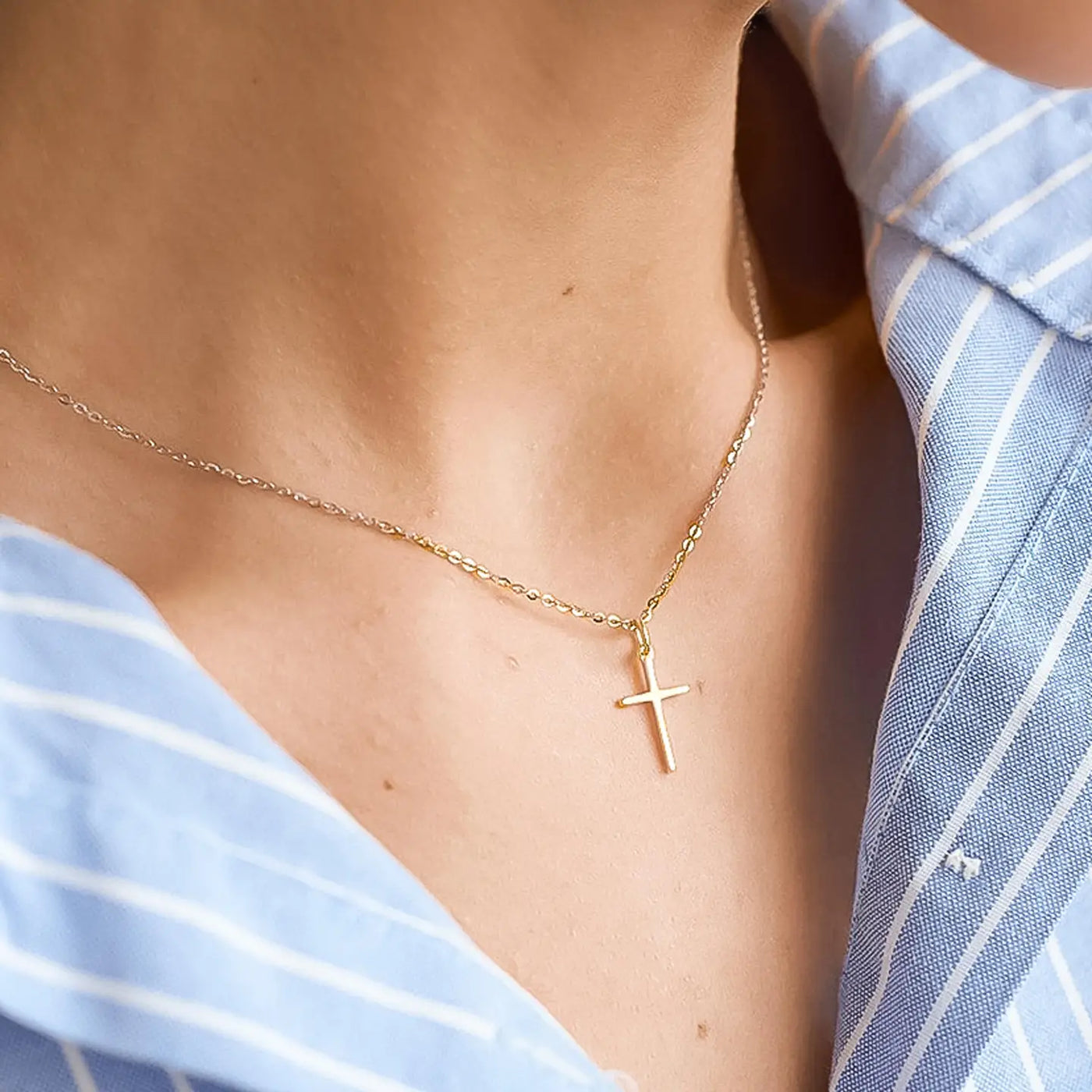 Tirza 18K Non-Tarnish Dainty Cross Necklace