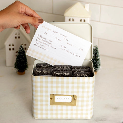 Gingham Tin Recipe Box