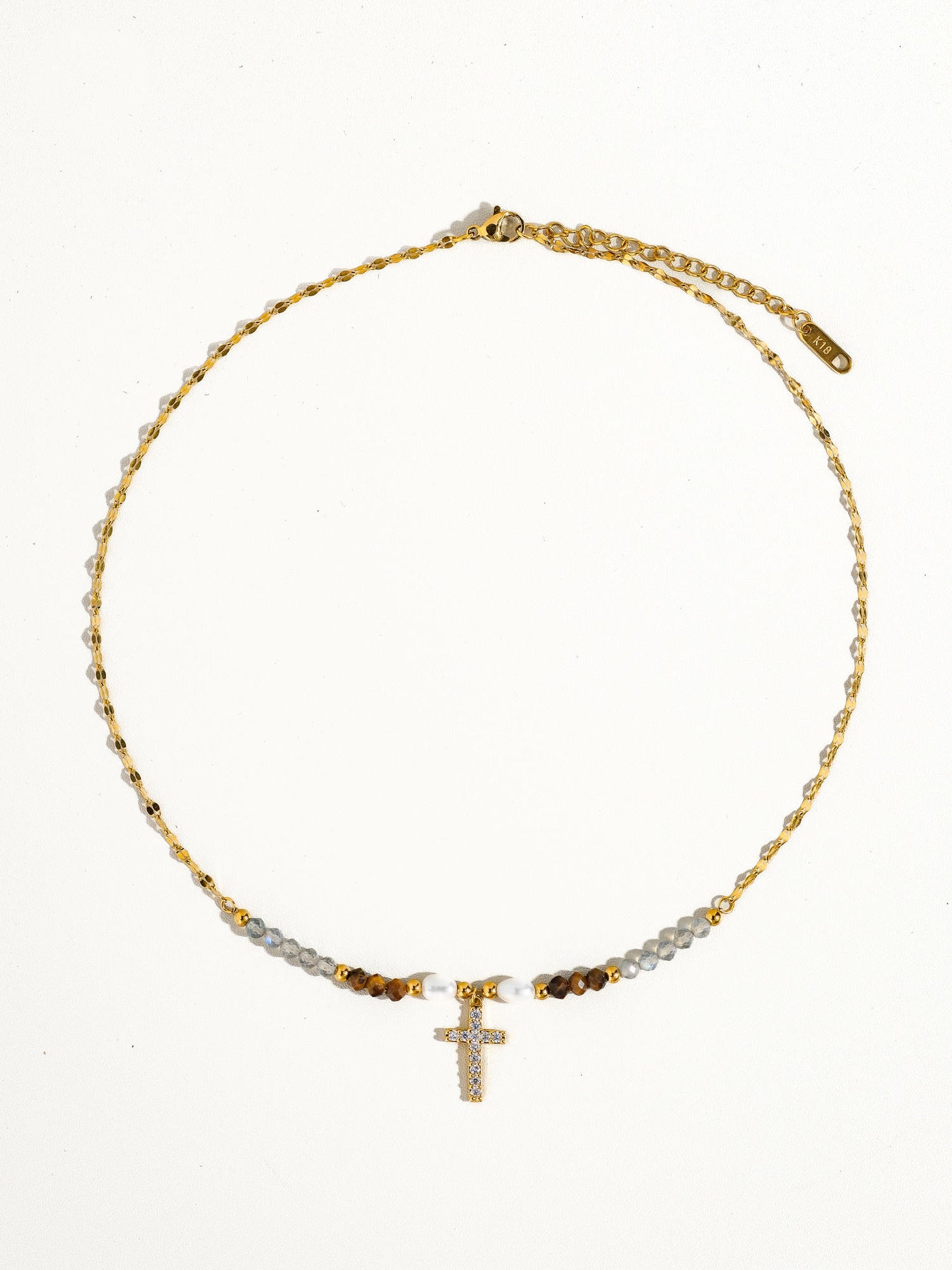 Lumiere Non-Tarnish Beaded Cross Necklace