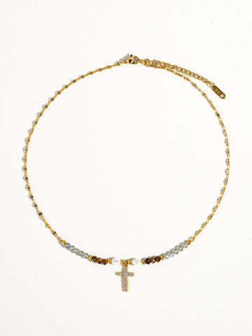 Lumiere Non-Tarnish Beaded Cross Necklace