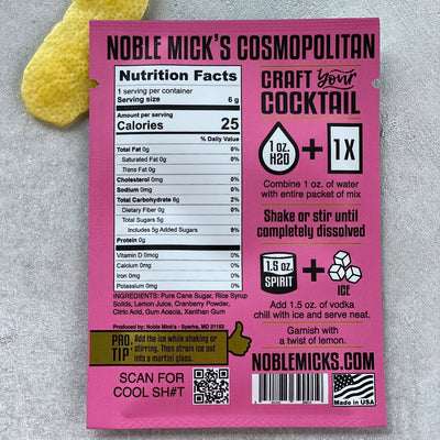 Noble Mick's Single Serve Cocktail Mix