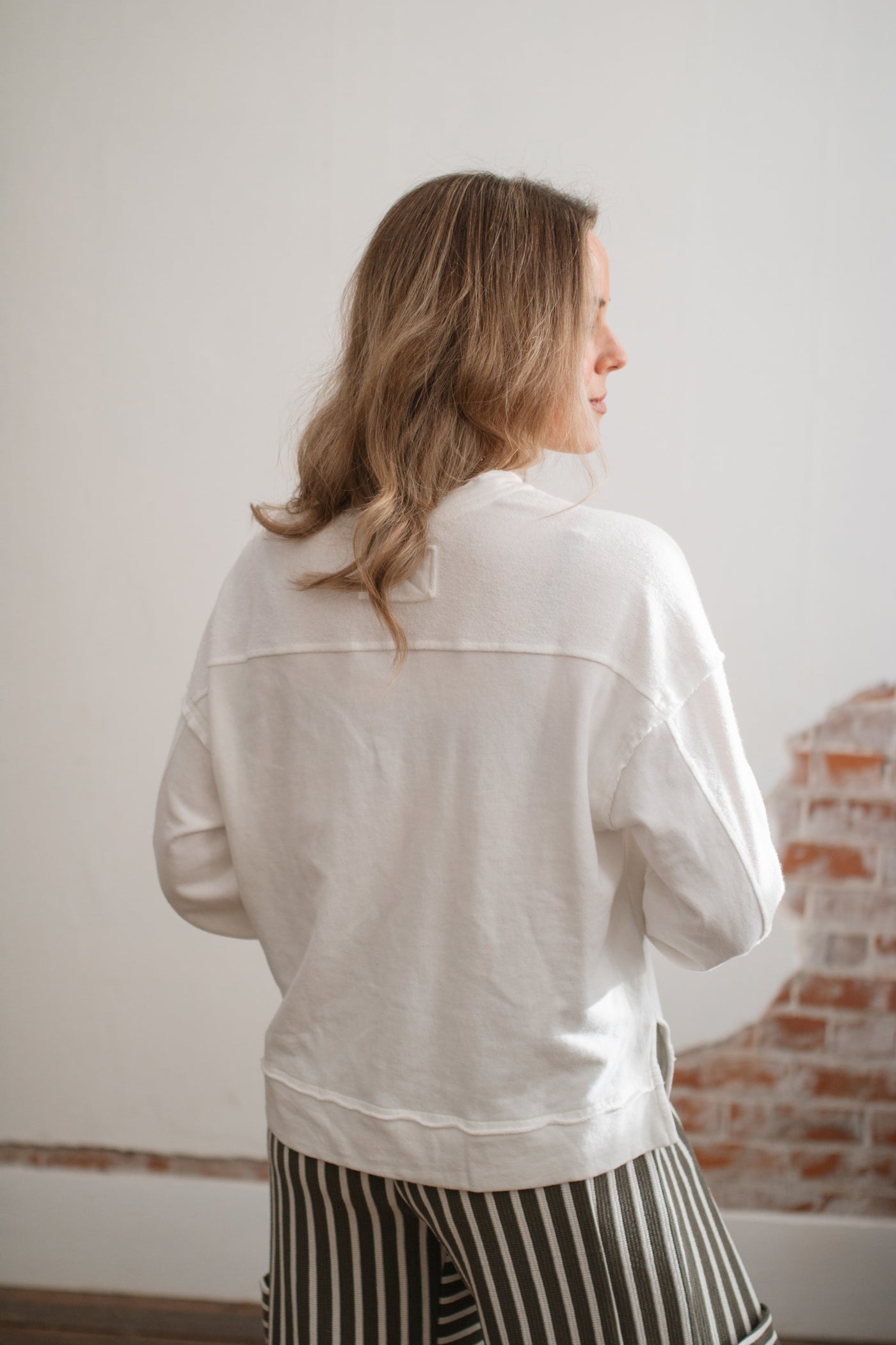 Mae Relaxed Pullover Sweatshirt | White