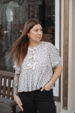 Victoria Floral Tie Blouse