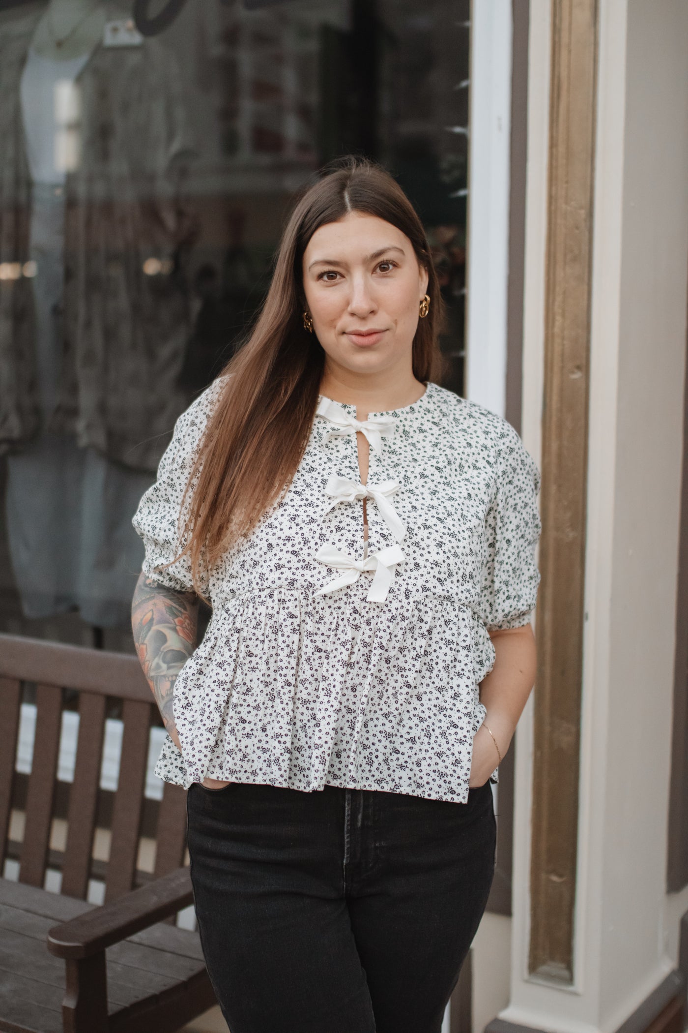 Victoria Floral Tie Blouse