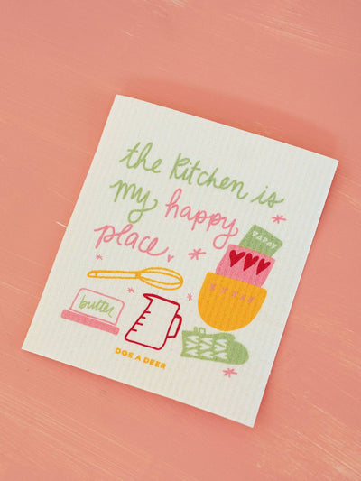 Kitchen Is My Happy Place Swedish Dishcloth