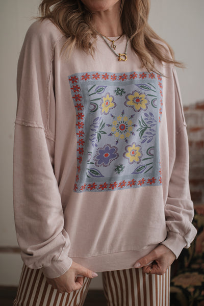 Regan Floral Stamp Oversized Sweatshirt