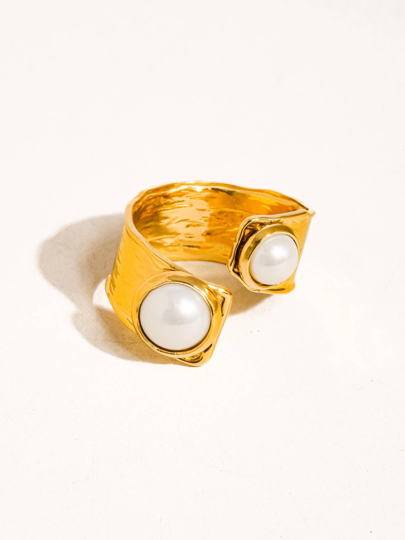 Emme 18K Non-Tarnish Pearl Abstract Ring