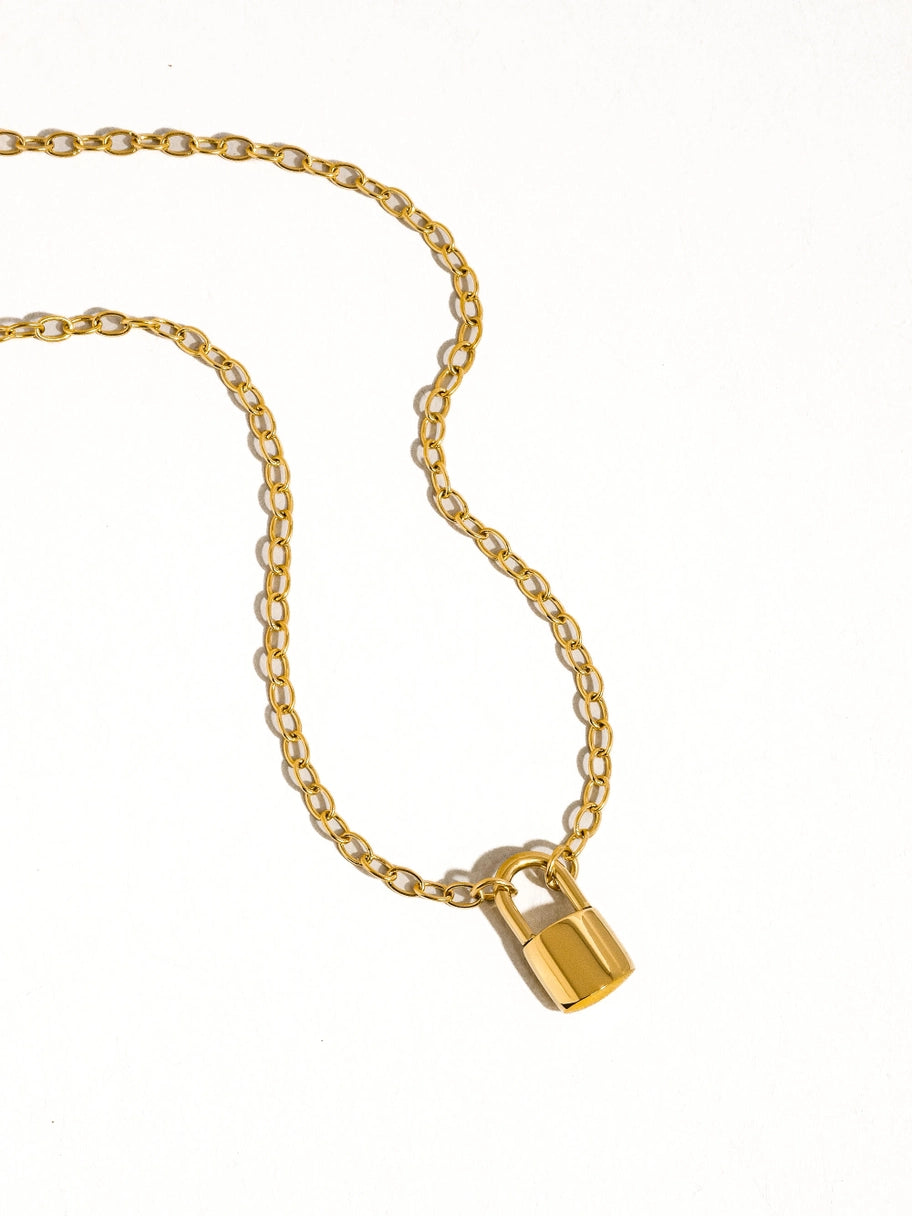 Sydney Non-Tarnish Lock Chain Necklace