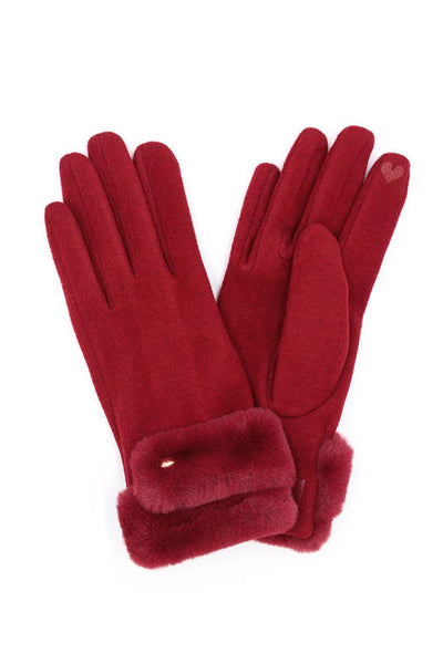 Double Faux Fur Cuff Smart Touch Winter Gloves