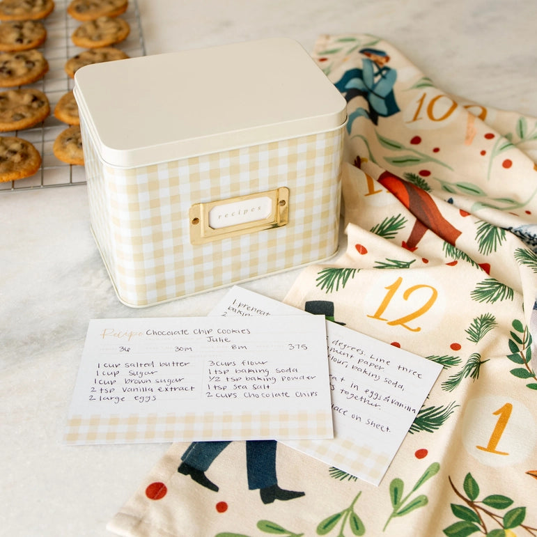 Gingham Tin Recipe Box