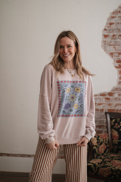 Regan Floral Stamp Oversized Sweatshirt