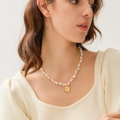 Aurora Non-Tarnish Coin Pearl Necklace