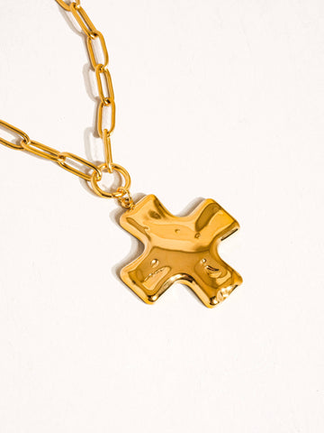 Mari 18K Non-Tarnish Cross Chain Necklace