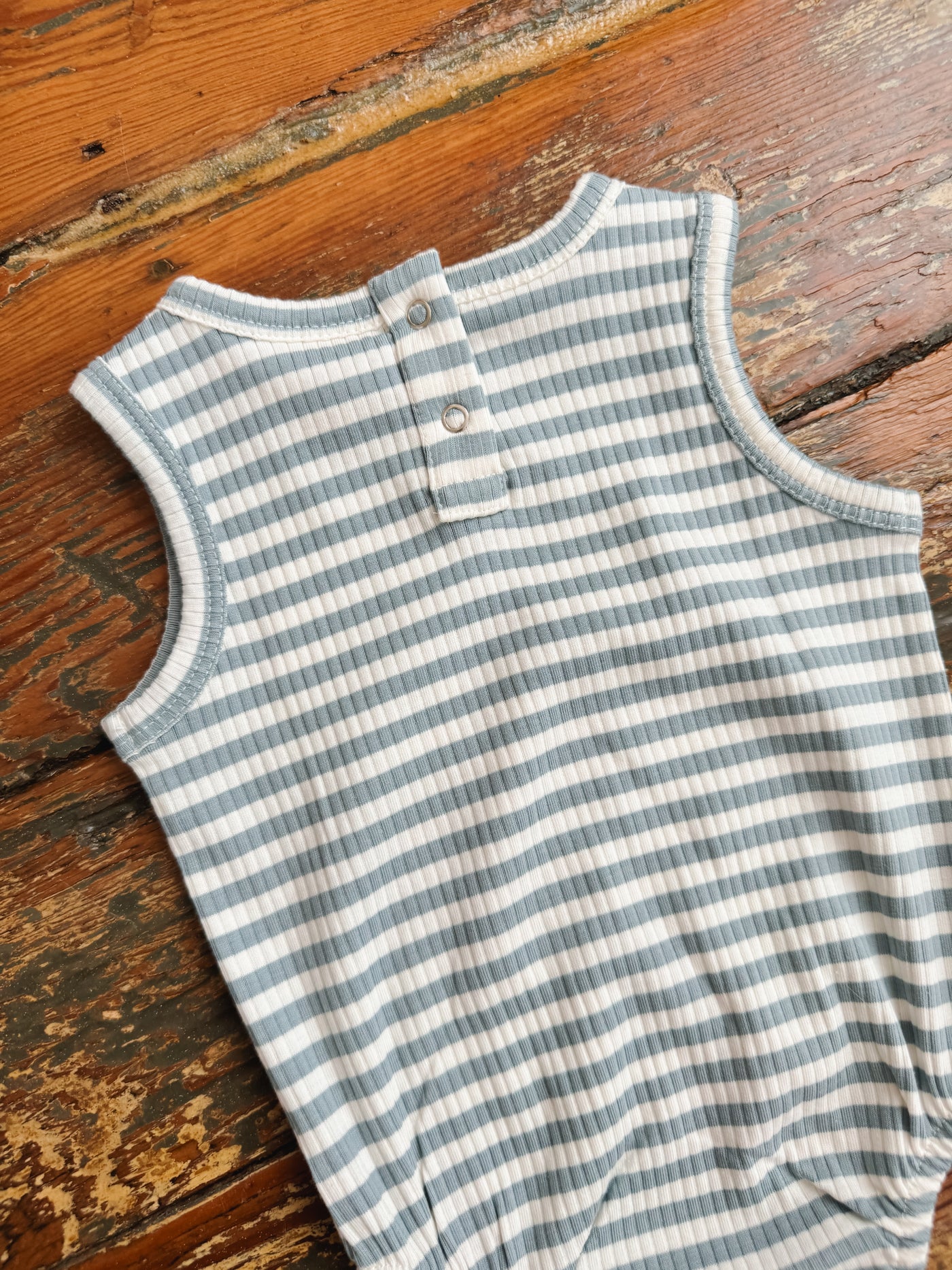 Ribbed Stripe Sleeveless Bubble Romper