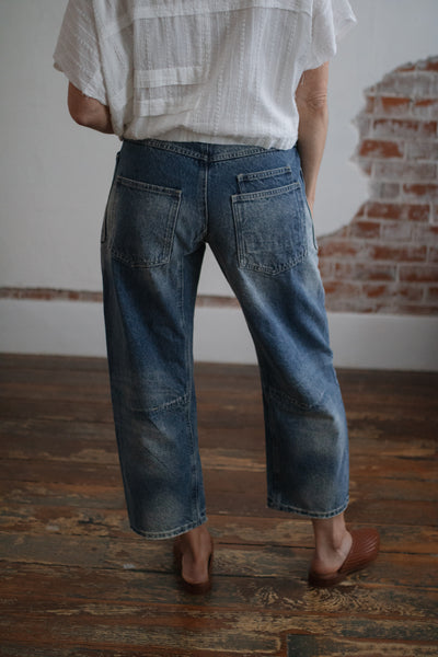 Barrel Jeans with Tie Waist | Medium Wash