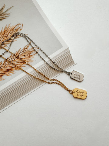 Daisy Non-Tarnish Good Luck Tag Necklace