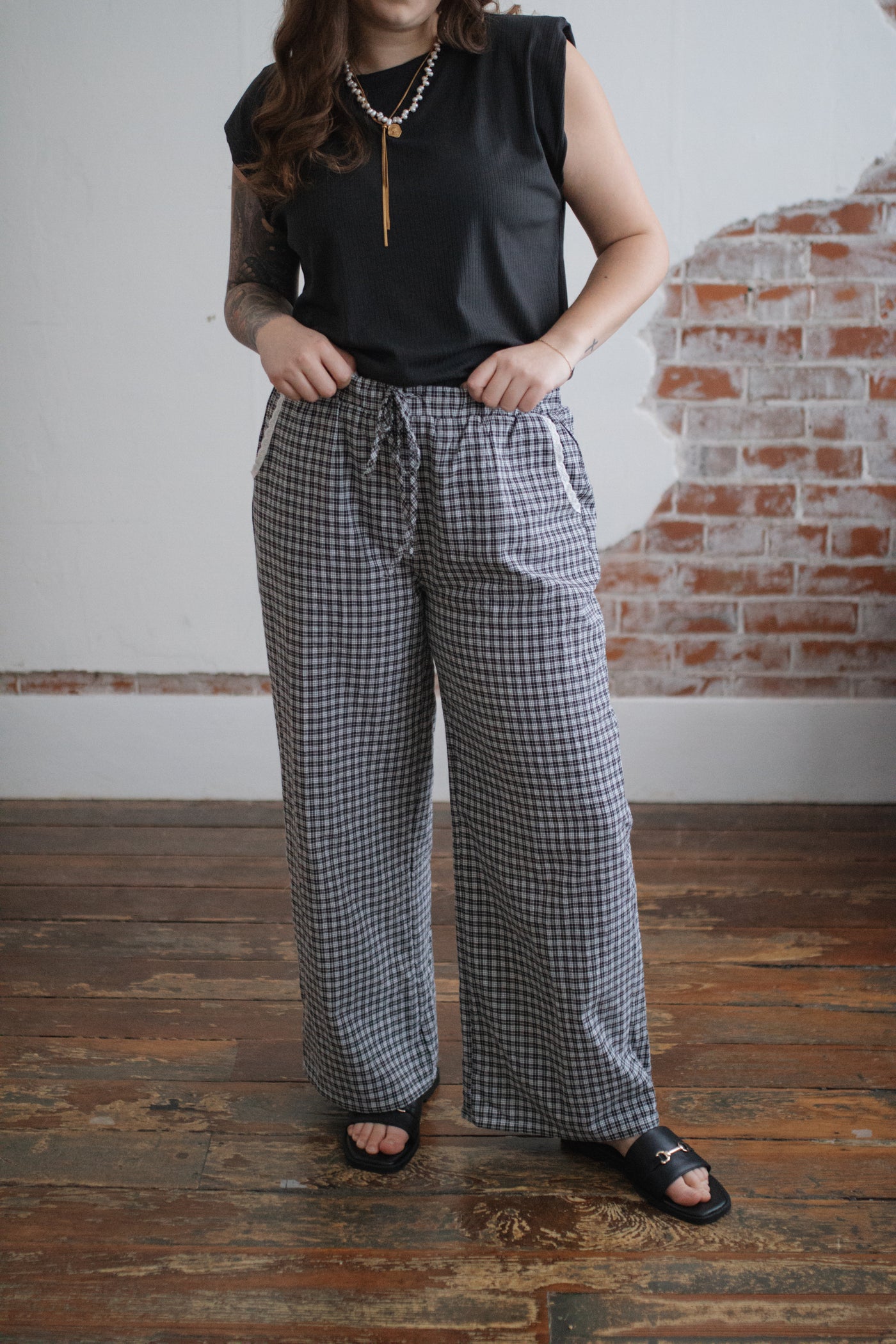 Korey Plaid Wide Leg Pants