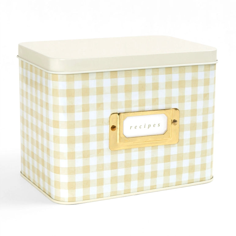 Gingham Tin Recipe Box