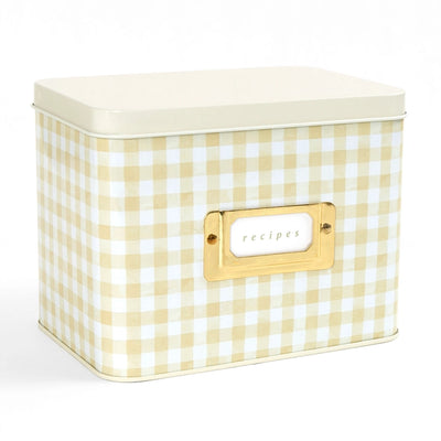 Gingham Tin Recipe Box