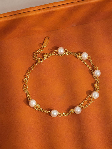 Galena 18K Non-Tarnish-Layered Pearl Bracelet