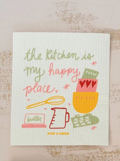 Kitchen Is My Happy Place Swedish Dishcloth