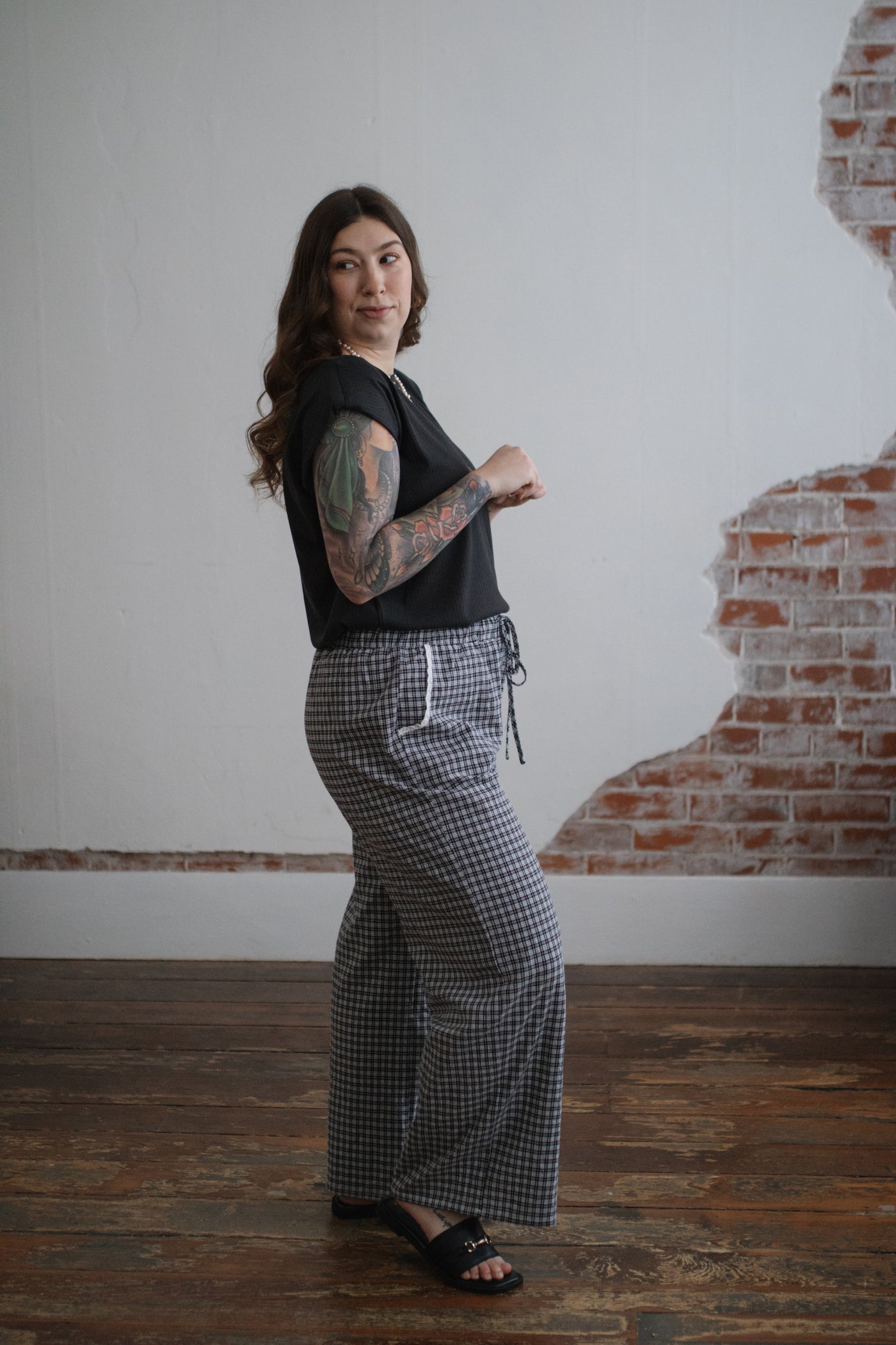 Korey Plaid Wide Leg Pants