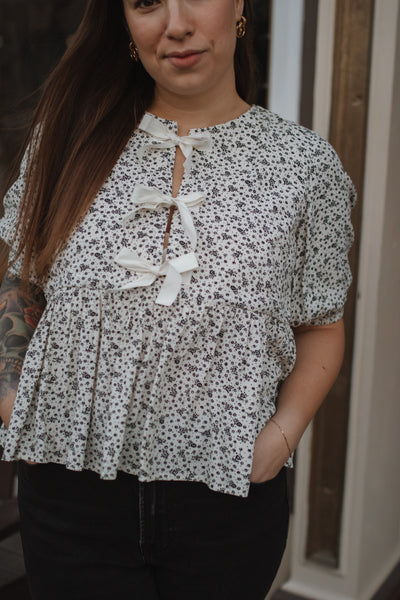 Victoria Floral Tie Blouse