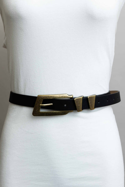 Emmie Rectangular Buckle Belt | Black