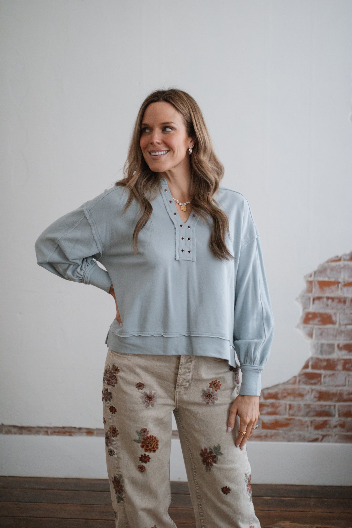 Mae Relaxed Pullover Sweatshirt | Chambray