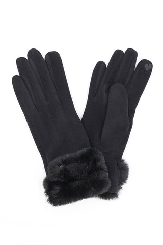 Double Faux Fur Cuff Smart Touch Winter Gloves