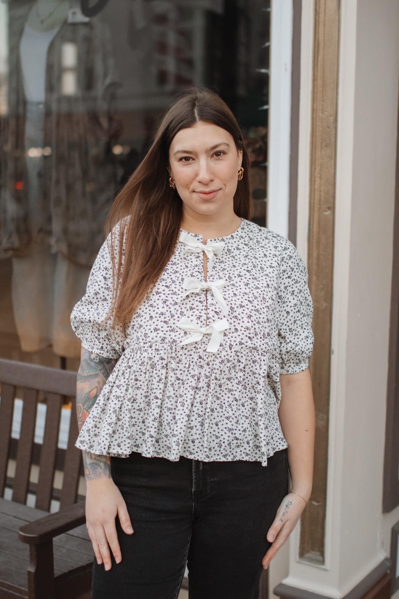 Victoria Floral Tie Blouse