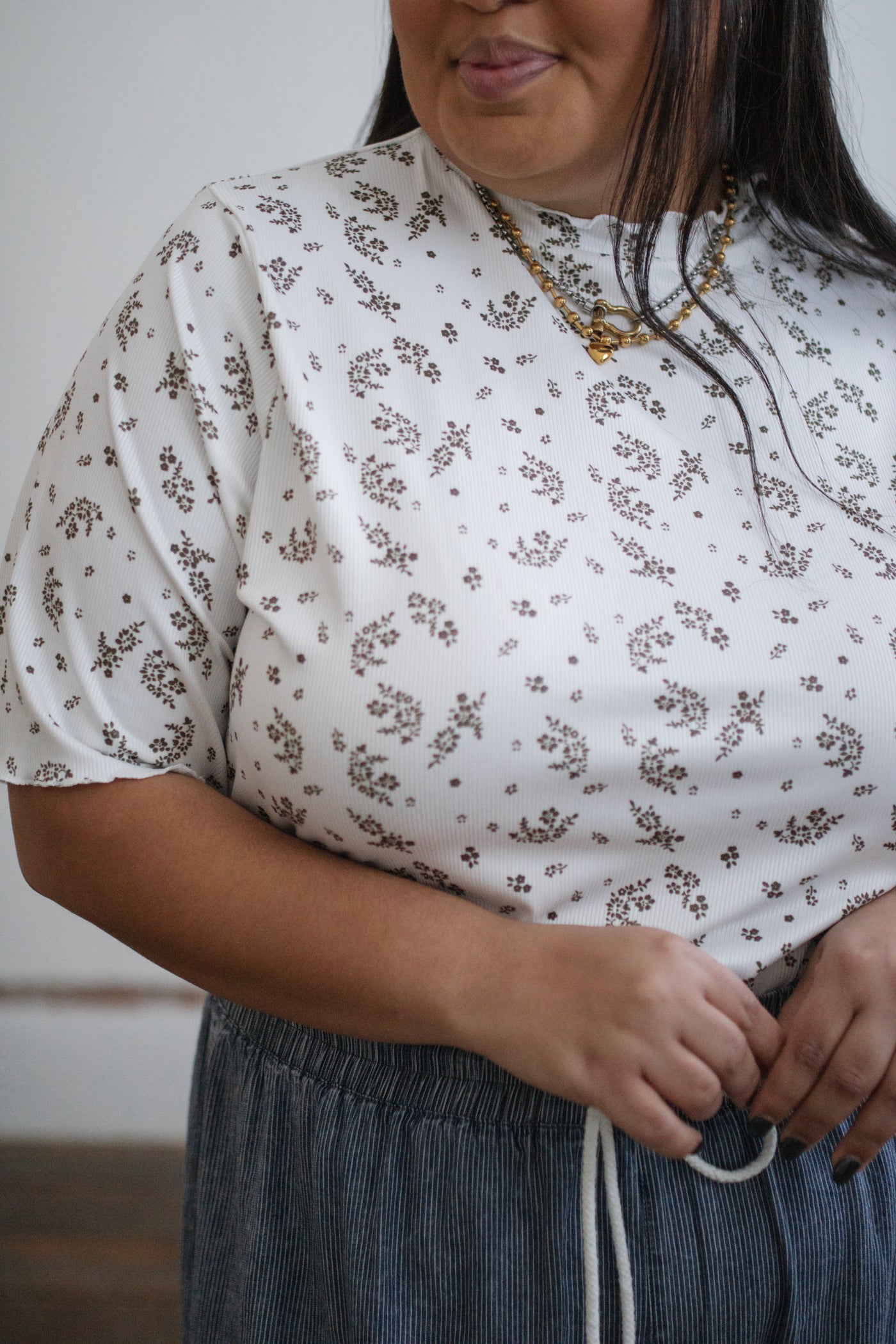 Taylor Floral Rib Knit Top