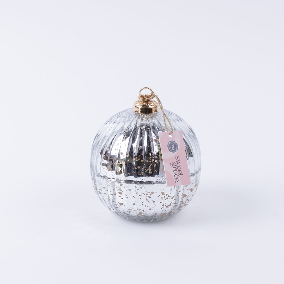 Sweet Grace Mercury Glass Ornament Candle | Silver