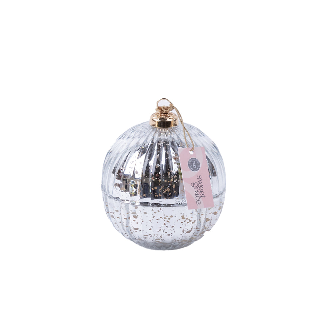 Sweet Grace Mercury Glass Ornament Candle | Silver