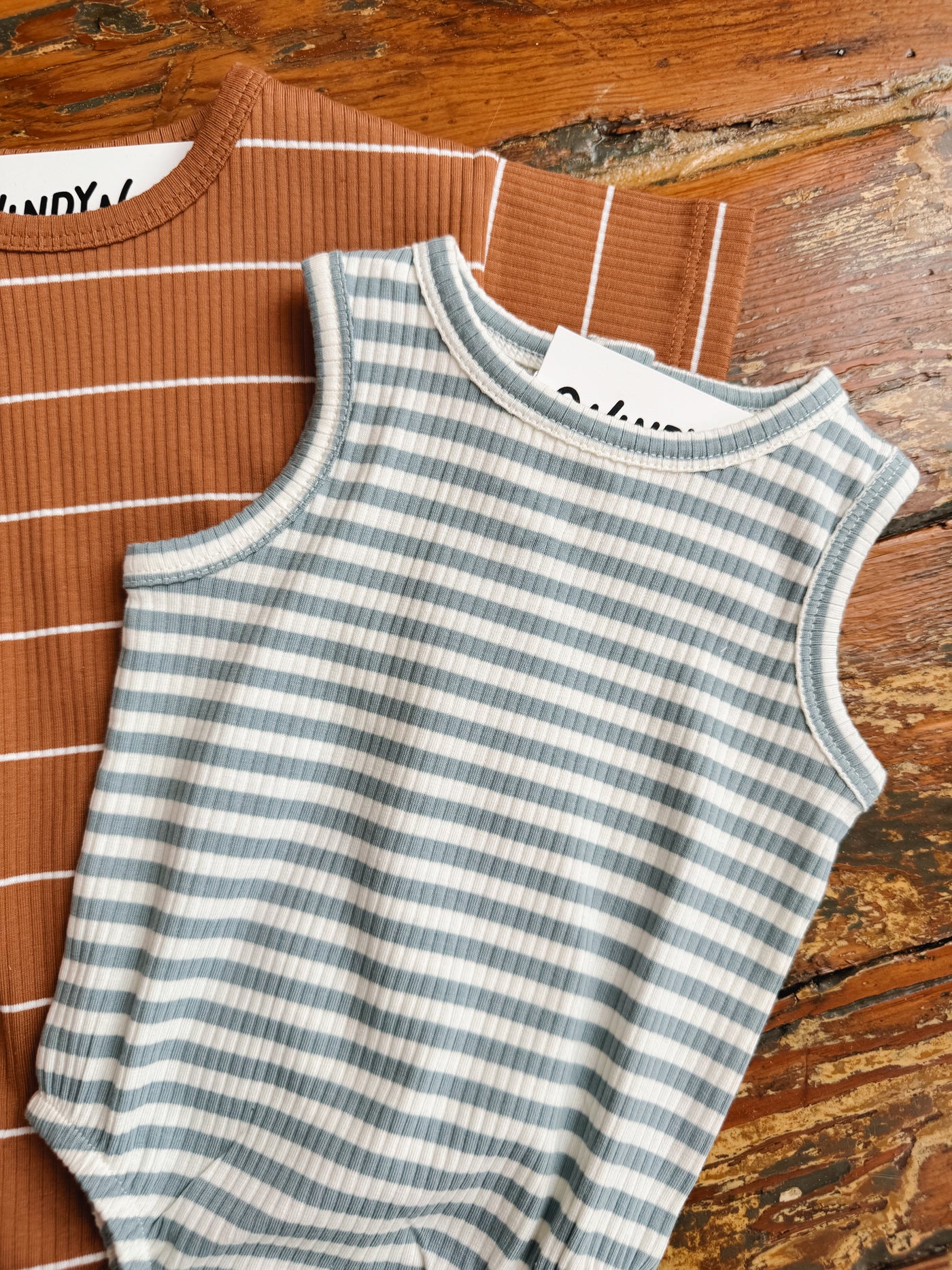 Ribbed Stripe Sleeveless Bubble Romper