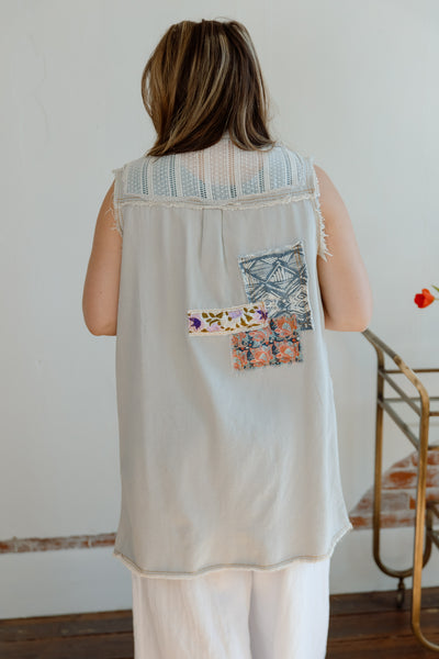 Happy Memories Patchwork Denim Vest