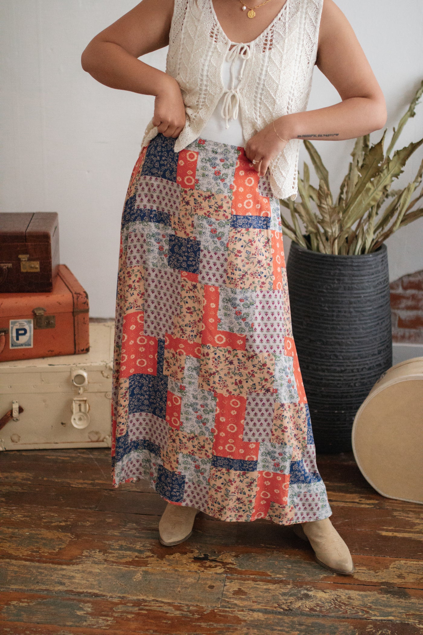 Little Bird Patchwork Midi Skirt