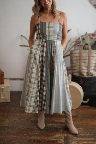 Country Air Plaid Midi Dress