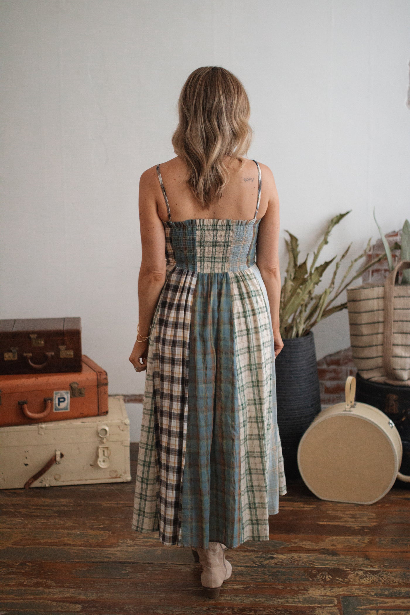 Country Air Plaid Midi Dress