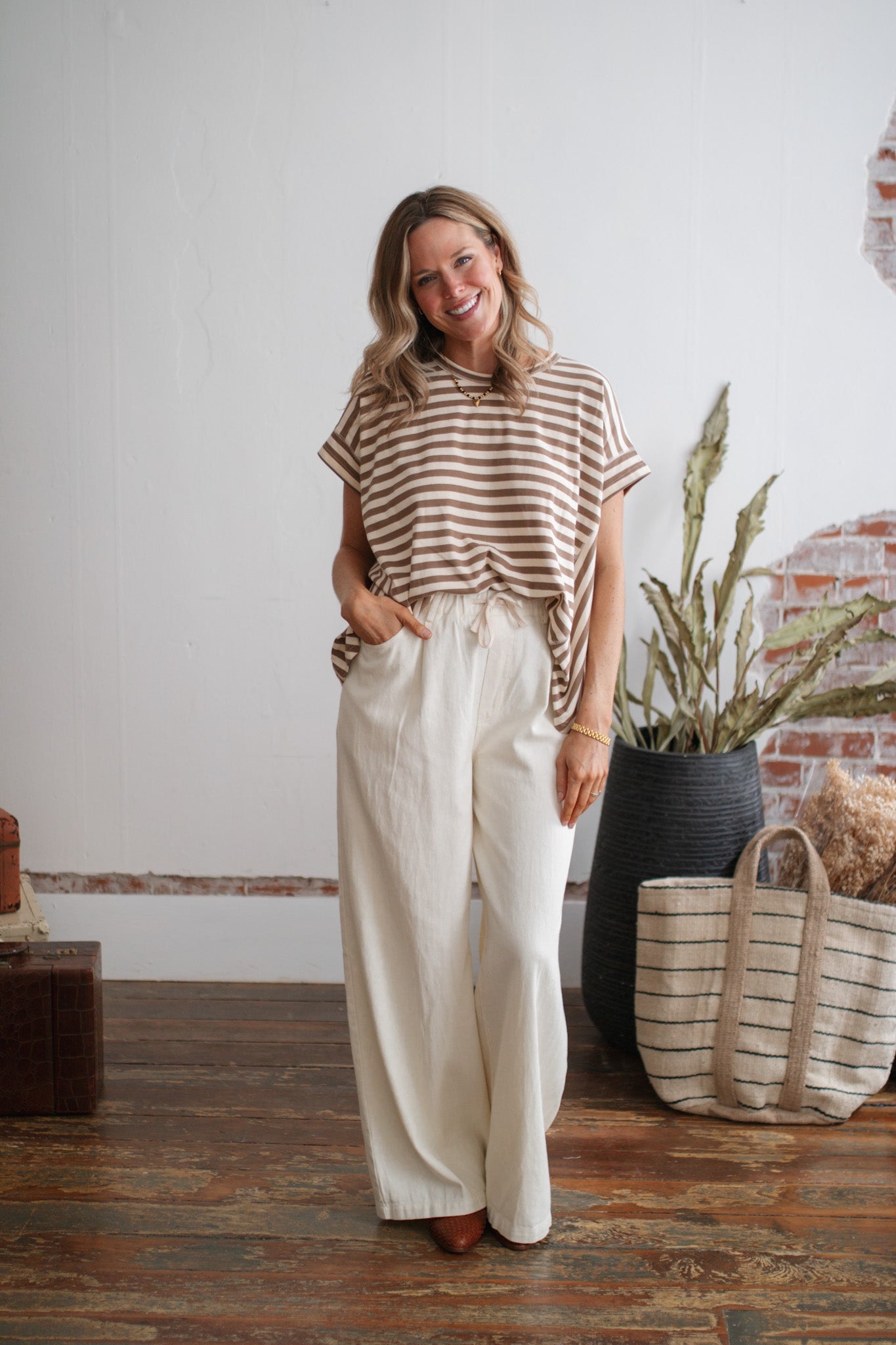 Indigo Wide Leg Drawstring Pants