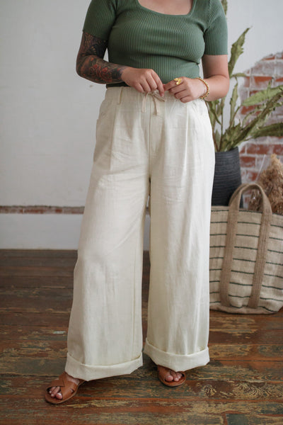 Indigo Wide Leg Drawstring Pants