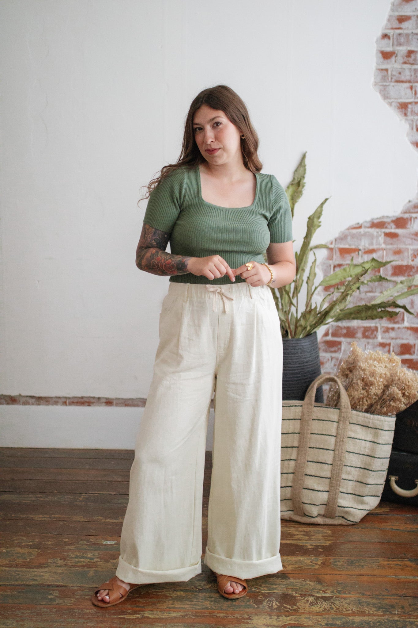 Indigo Wide Leg Drawstring Pants