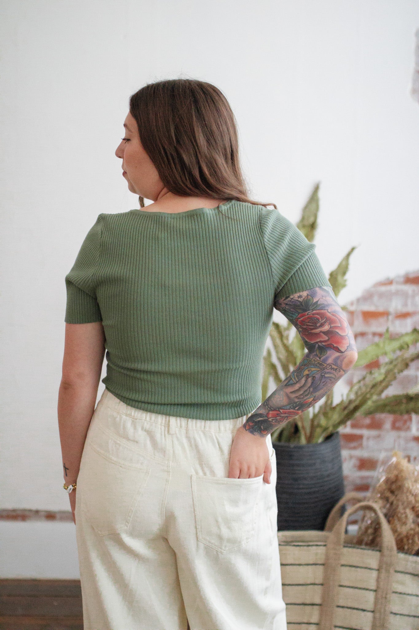 Everyday Ribbed Square Neck Top