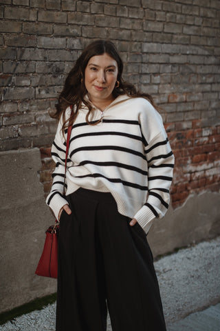 Vera Striped Quarter Zip Sweater