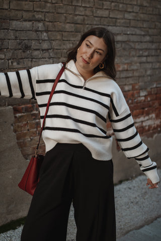 Vera Striped Quarter Zip Sweater