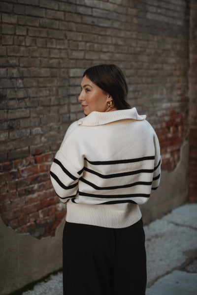 Vera Striped Quarter Zip Sweater