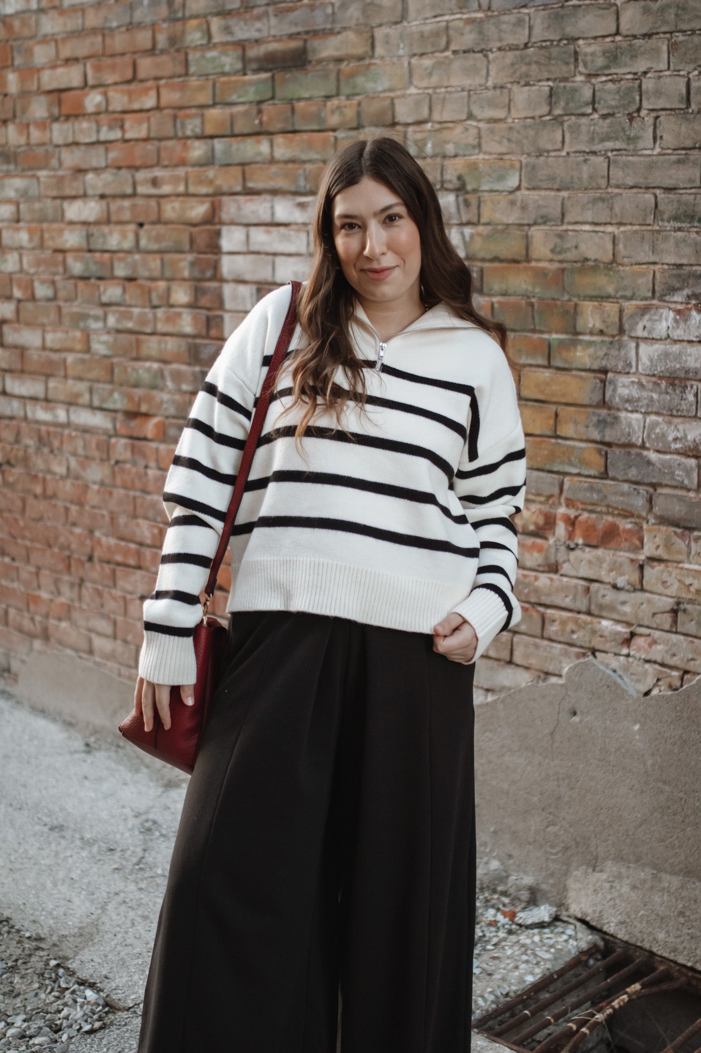 Vera Striped Quarter Zip Sweater