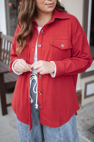 Amelia Fleece Knit Long Sleeve Button Down