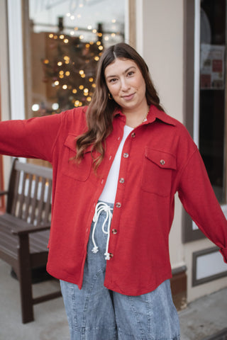 Amelia Fleece Knit Long Sleeve Button Down